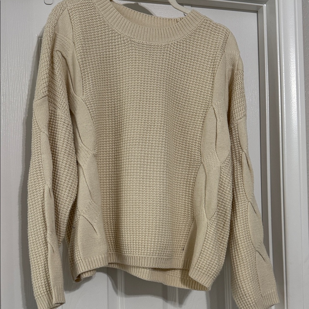 SO Women's Cream Textured Knit Sweater